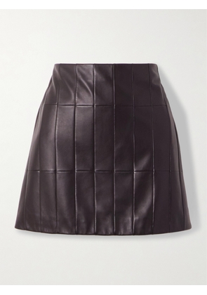Veronica de Piante - Cecily Paneled Leather Mini Skirt - Brown - IT36,IT38,IT40,IT42,IT44,IT46
