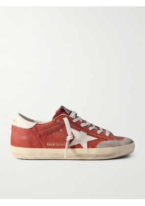 Golden Goose - Super-star Distressed Suede-trimmed Leather Sneakers - Orange - IT35,IT36,IT37,IT38,IT39,IT40,IT41,IT42