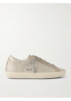 Golden Goose - Super-star Distressed Glittered Suede Sneakers - Neutrals - IT35,IT36,IT37,IT38,IT39,IT40,IT41,IT42