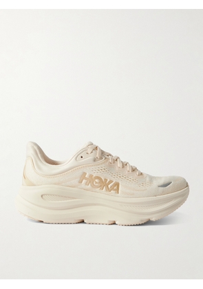 Hoka - Bondi 9 Rubber-trimmed Jacquard-mesh Sneakers - Cream - US5,US5.5,US6,US6.5,US7,US7.5,US8,US8.5,US9,US9.5,US10,US10.5,US11