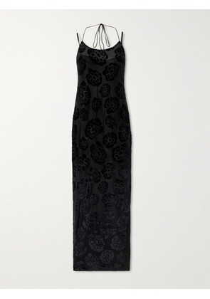 SIR. - Vittoria Devoré-velvet Halterneck Gown - Black - 00,1,2,3,4