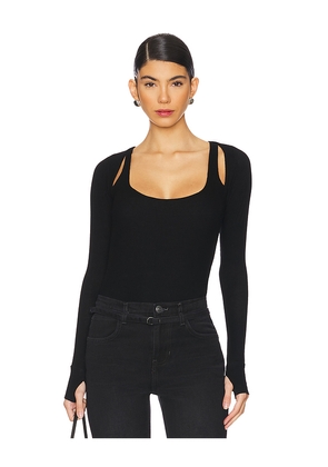 Michael Lauren Stanfield Long Sleeve Fitted Scoop Neck With Cutouts in Black. Size L. Also in XS, S, M, XL, XXL.