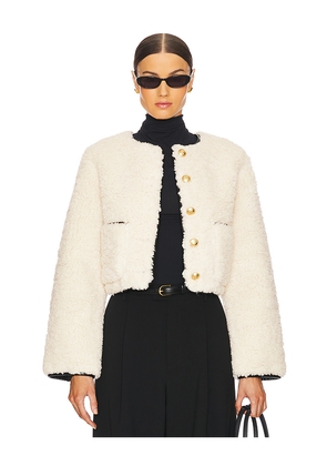 L'Academie By Marianna Pauchet Reversible Faux Sherpa Jacket in Black,White. Size L. Also in S, M.