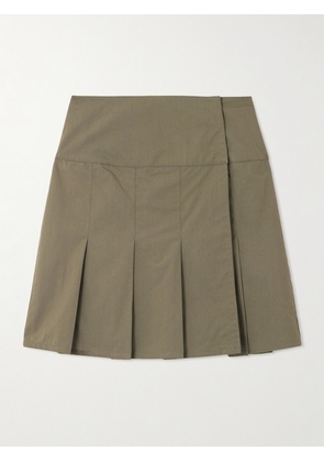 Our Legacy - Girdle Pleated Cotton-blend Mini Wrap Skirt - Green - EU 32,EU 34,EU 36,EU 38,EU 40,EU 42