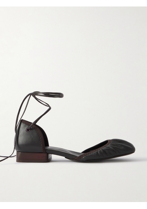 LEMAIRE - Ruched Leather Ballet Flats - Brown - FR36,FR37,FR38,FR39,FR40,FR41