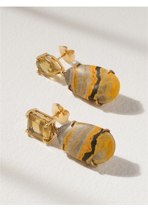 JIA JIA - Bumble Bee 14-karat Gold, Citrine And Jasper Earrings - One size