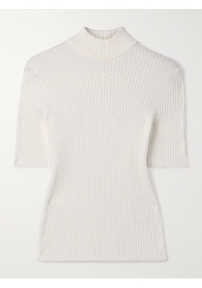 COURREGES - Appliquéd Ribbed-knit Top - White - x small,small,medium