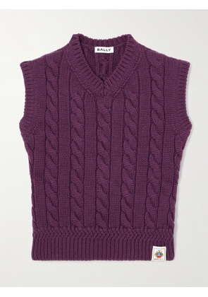 BALLY - Cable-knit Wool Vest - Purple - IT36,IT38,IT40,IT42,IT44,IT46,IT48