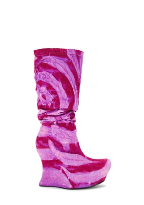Masha Popova Sculpted Wedge Denim Boots in Pink. Size 39. Also in 40.