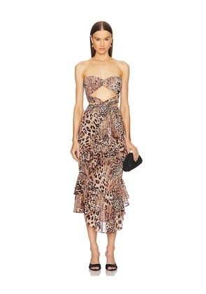 Michael Costello x REVOLVE Natalia Midi Dress in Brown. Size L. Also in M, XL.