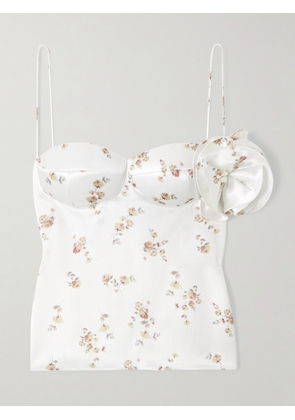 Magda Butrym - Appliquéd Floral-print Silk Bustier Top - Cream - FR 34,FR 36,FR 38,FR 40