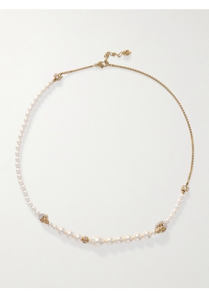 MCQUEEN - Gold-tone, Crystal And Faux Pearl Necklace - White - One size