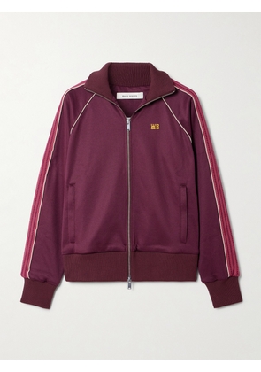 Wales Bonner - Mantra Knit-trimmed Embroidered Jersey Jacket - Burgundy - x small,small,medium,large,x large