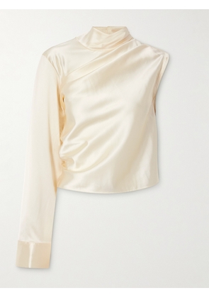 COURREGES - Asymmetric Satin Turtleneck Top - Ivory - FR 34,FR 36