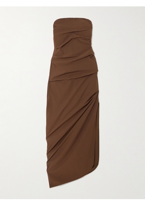 SIR. - Florent Strapless Ruched Crepe De Chine Gown - Brown - 00,1,2,3,4