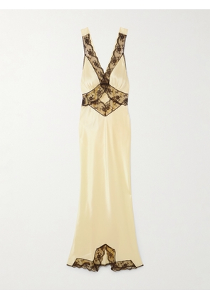 SIR. - Willa Lace-trimmed Cutout Silk Maxi Dress - Yellow - 00,1,2,3,4