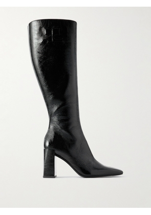 COURREGES - Heritage Crinkled Patent-leather Knee Boots - Black - FR36,FR37,FR38,FR39