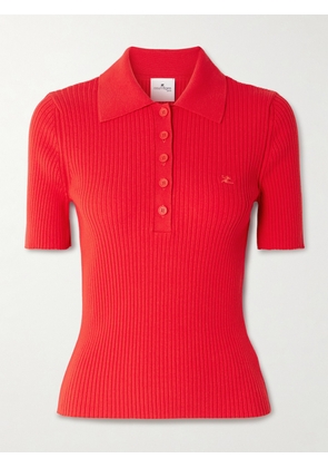 COURREGES - Ribbed-knit Polo Shirt - Red - x small,small,medium,large