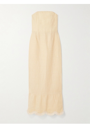 Posse - Essie Fringed Linen Maxi Dress - Yellow - xx small,x small,small,medium,large,x large,xx large