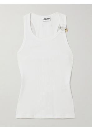 Jean Paul Gaultier - Embellished Ribbed Cotton-jersey Tank - White - xx small,x small,small,medium,large,x large,xx large