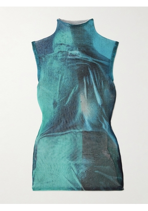 Jean Paul Gaultier - Printed Tulle Tank - Blue - xx small,x small,small,medium,large,x large