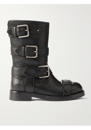 Dolce & Gabbana - Bernini Buckled Crinkled-leather Boots - Black - IT36,IT36.5,IT37,IT37.5,IT38,IT38.5,IT39,IT39.5,IT40,IT41