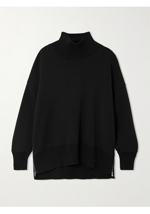 Varley - Barker Oversized Zip-detailed Stretch-jersey Turtleneck Sweatshirt - Black - xx small,x small,small,medium,large,x large