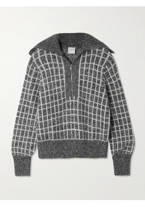 Varley - Furley Checked Cotton-blend Bouclé Half-zip Sweater - Gray - xx small,x small,small,medium,large,x large