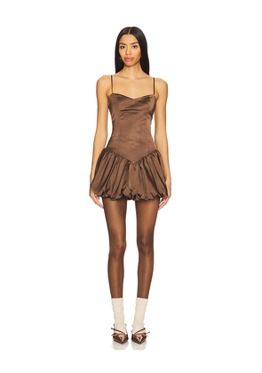 LIONESS Dollhouse Mini Dress in Brown. Size M. Also in S, L.