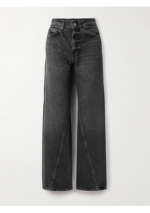 Anine Bing - Brie Paneled High-rise Wide-leg Jeans - Black - 24,25,26,27,28,29,30,31,32