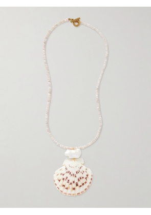 Jennifer Behr - Paradis Gold-plated, Quartz, Pearl And Shell Necklace - Red - One size