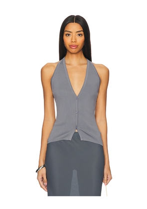 LIONESS Brat Halter Top in Grey. Size L. Also in S.