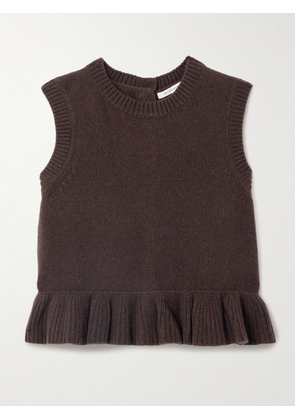 Cecilie Bahnsen - Bill Ruffled Cashmere And Wool-blend Peplum Tank - Brown - small,medium,large