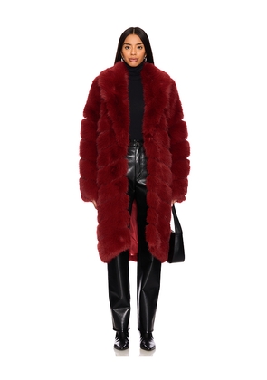 OW Collection Copenhagen Faux Fur Coat in Red. Size L. Also in M, S.