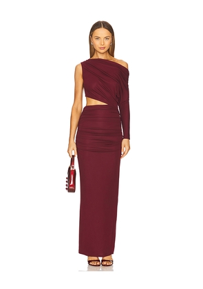 NBD Yahaira Maxi Dress in Burgundy. Size L. Also in XXS, XS, S, M, XL.