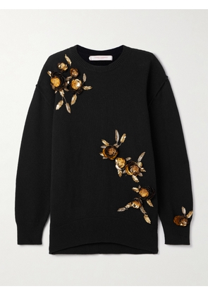 Carolina Herrera - Embellished Wool And Cashmere-blend Sweater - Black - x small,small,medium,large