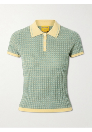 Guest In Residence - Ribbed Cashmere Polo Shirt - Green - x small,small,medium,large,x large