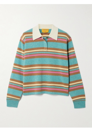 Guest In Residence - Cropped Striped Cashmere Polo Shirt - Blue - x small,small,medium,large,x large