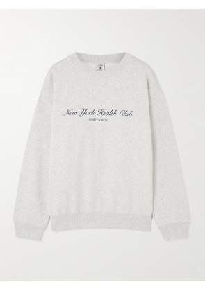 Sporty & Rich - Health Is Wealth Printed Cotton-jersey Sweatshirt - Gray - x small,small,medium,large,x large