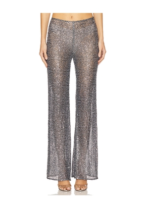 NBD The Freya Pants in Metallic Silver, grey. Size M. Also in S, XL, XS.