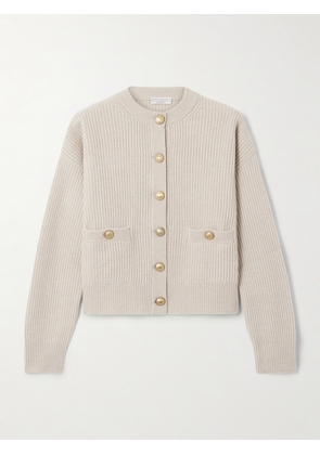 Brunello Cucinelli - Ribbed Wool, Cashmere And Silk-blend Cardigan - Neutrals - xx small,x small,small,medium,large,x large