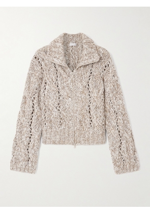 Brunello Cucinelli - Sequin-embellished Cable-knit Wool Cardigan - Neutrals - xx small,x small,small,medium,large,x large