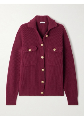 Brunello Cucinelli - Ribbed Wool, Cashmere And Silk-blend Cardigan - Burgundy - xx small,x small,small,medium,large,x large
