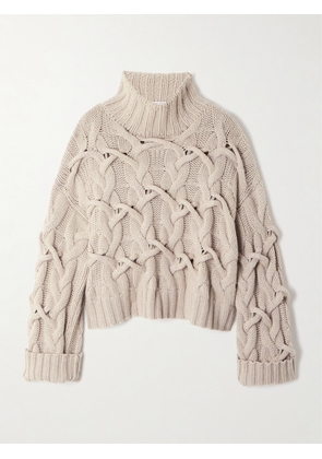 Brunello Cucinelli - Cable-knit Cashmere Turtleneck Sweater - Neutrals - xx small,x small,small,medium,large,x large