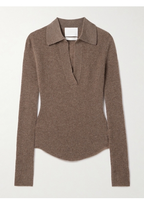 Citizens of Humanity - Simone Ribbed Wool And Cashmere-blend Polo Sweater - Brown - x small,small,medium,large,x large