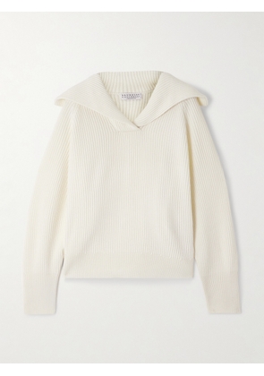 Brunello Cucinelli - Ribbed Wool, Cashmere And Silk-blend Sweater - Off-white - xx small,x small,small,medium,large,x large
