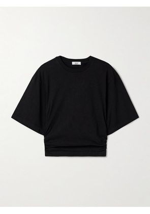 AGOLDE - Shari Ruched Cotton-jersey T-shirt - Black - x small,small,medium,large,x large