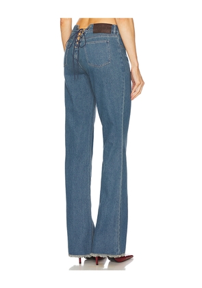 LOBA Samantha Lace Up Jeans in Blue. Size M. Also in S.