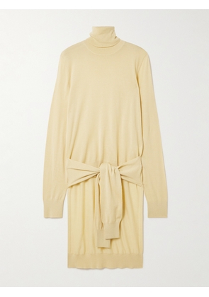 TOTEME - Tie-front Wool And Silk-blend Turtleneck Sweater - Neutrals - xx small,x small,small,medium,large