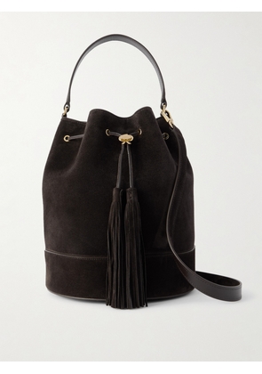 Gianvito Rossi - Sienna Tasseled Leather-trimmed Suede Bucket Bag - Brown - One size